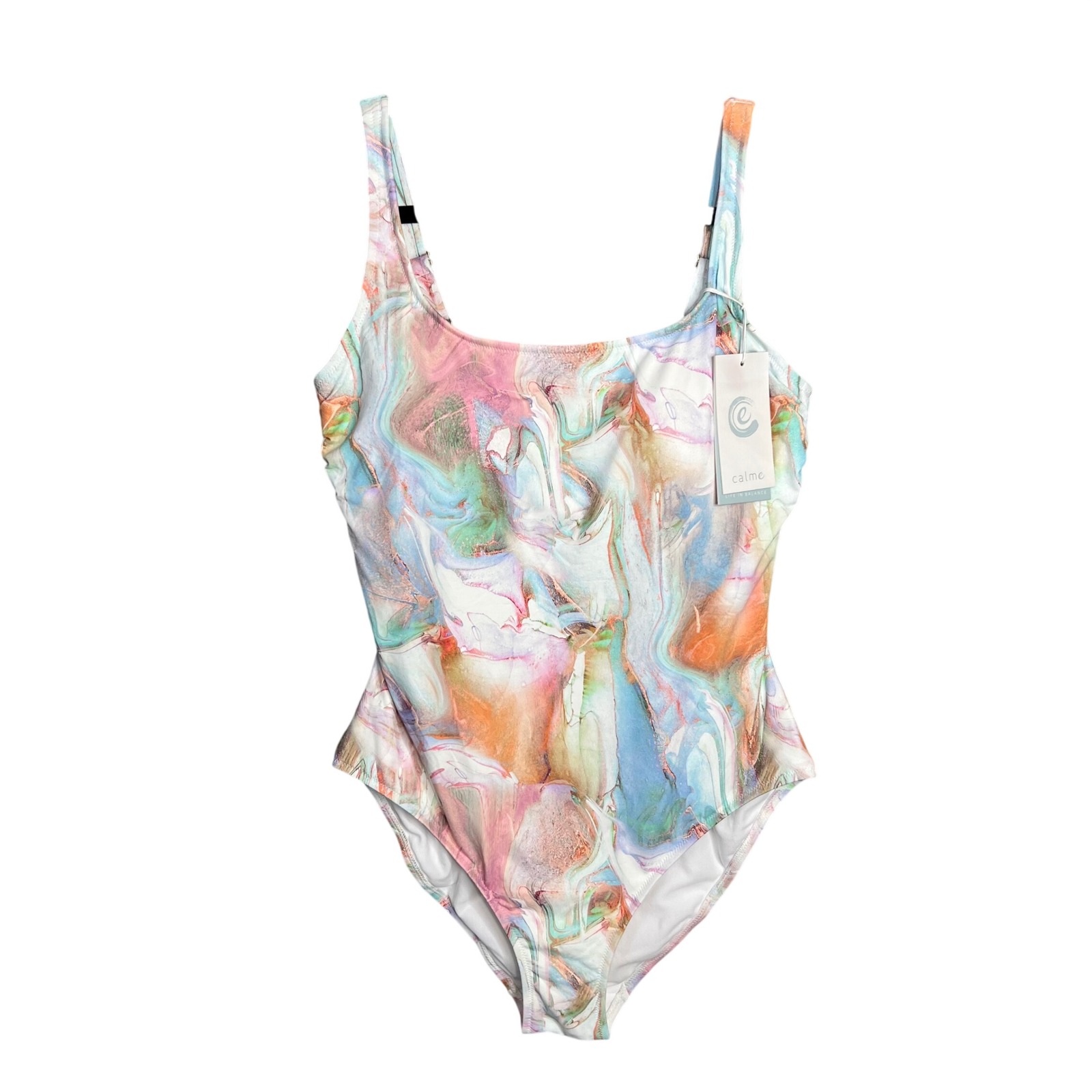 Calme Tank One Piece Swimsuit Size Xl Marble Pastel Multicolor Nwt